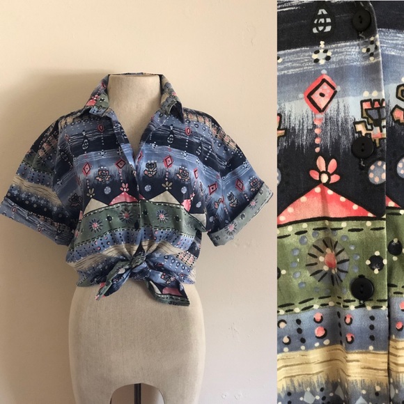 Vintage Tops - VNTG 90’s Poly/Cotton Blouse